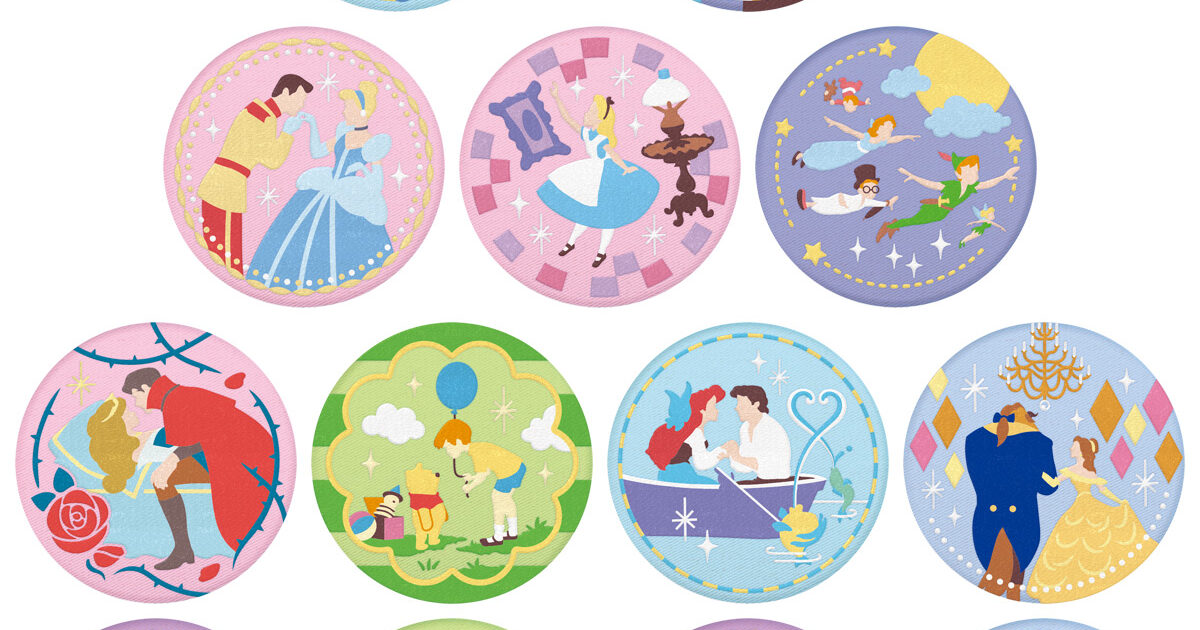Disney Characters 刺繡缶バッジビスケット