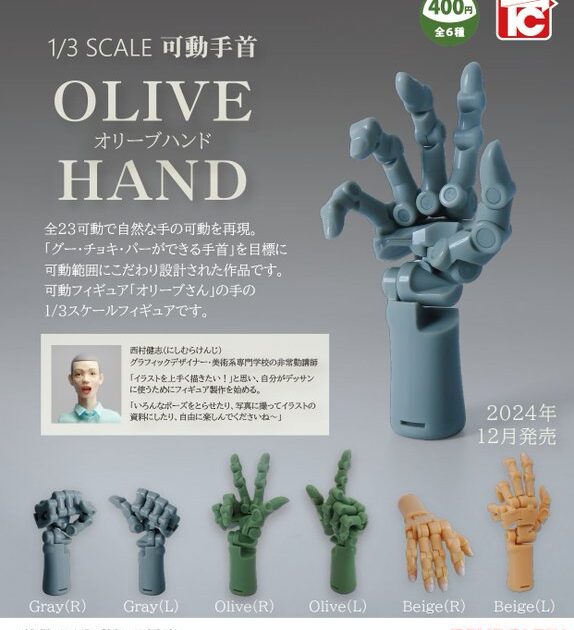 1/3 SCALE 可動手首 オリーブハンド