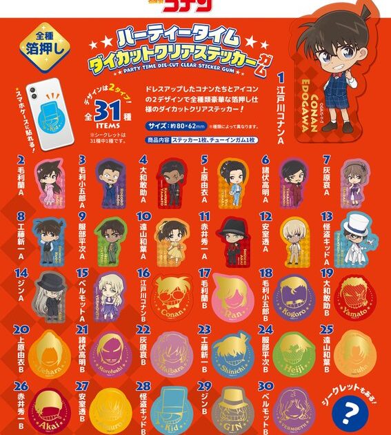 名探偵コナン パーティータイム ダイカットクリアステッカー