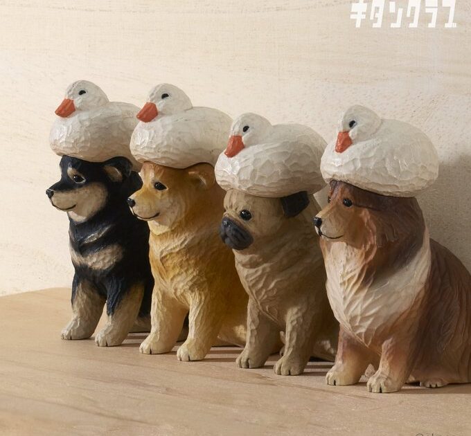 あかねの木彫り アヒルと犬